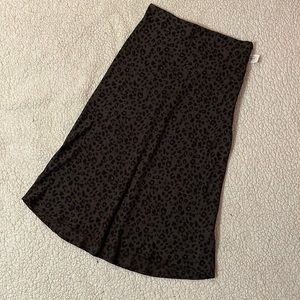 Black Leopard Print Midi Skirt